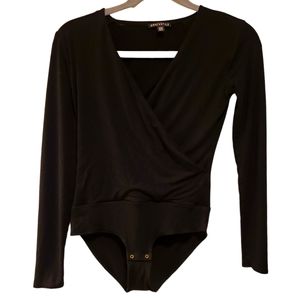 J.Crew Mercantile, Body Suit, Black, Long Sleeve, V-Neck, 2 Snaps Crotch, Wo XXS